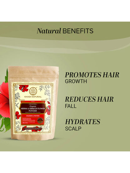 Khadi Natural Organic Henna & Hibiscus Flower Powder (100g)