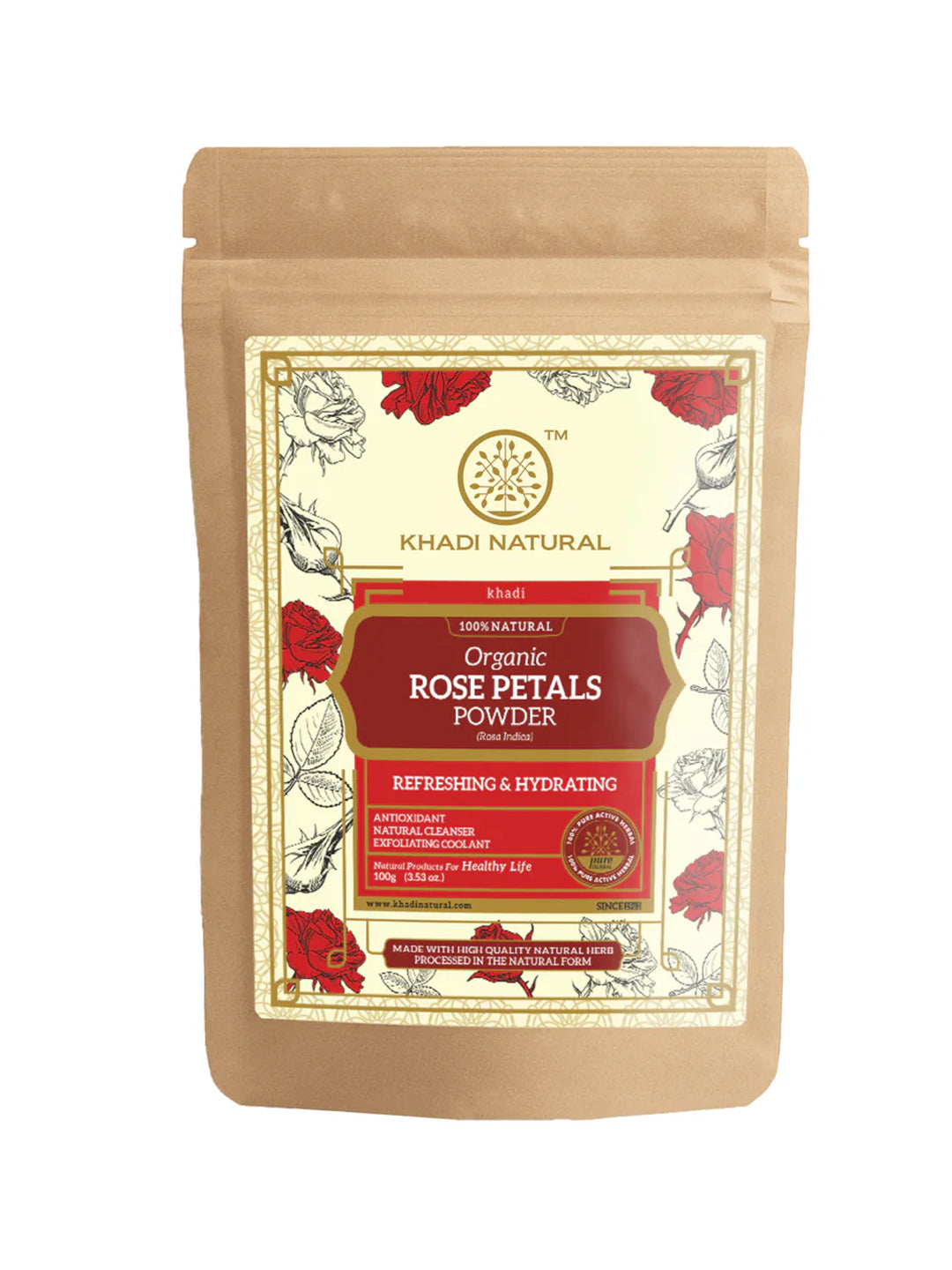 Khadi Natural Organic Rose Petals Powder (100g)