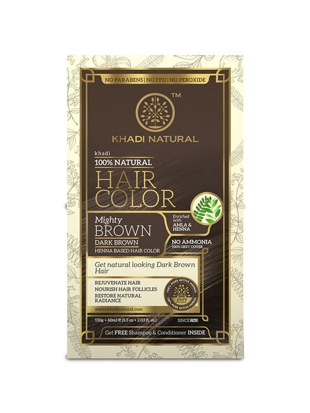 Khadi Natural Hair Color Mighty Brown (150g + 60ml)