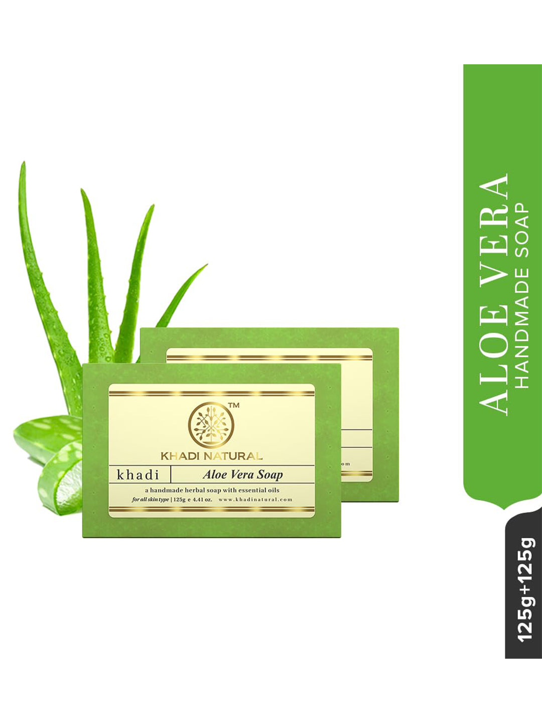 Khadi Natural Handmade Glycerine Soap Aloe Vera Soap 125g (Pack of 2)