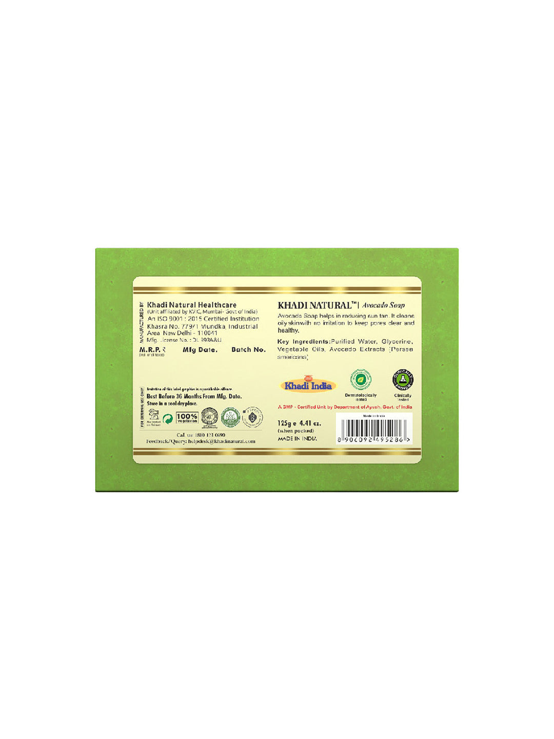 Khadi Natural Avocado Soap (125g)