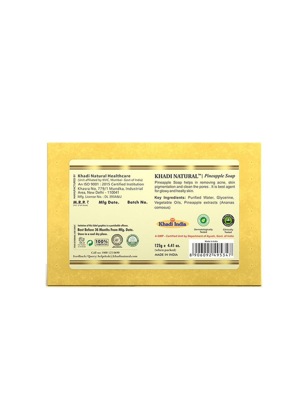 Khadi Natural Pineapple Soap (125g)