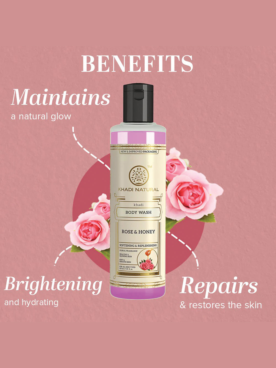 Khadi Natural Rose & Honey Body Wash (210ml)