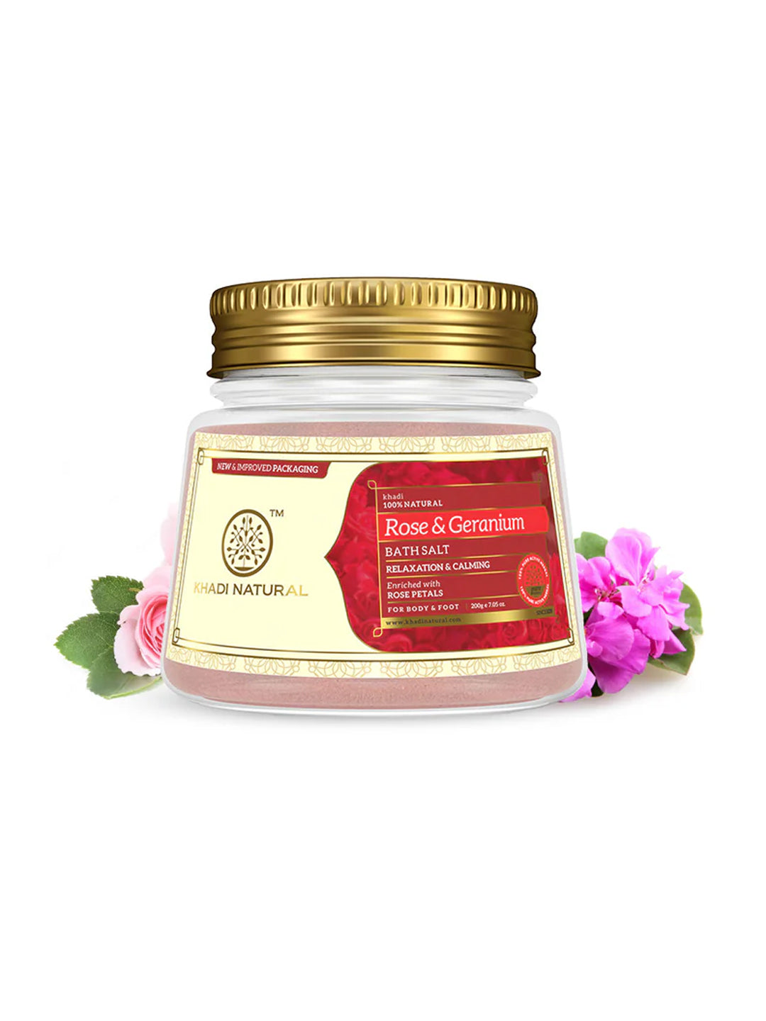 Khadi Natural Rose & Geranium with Rose Petals Bath Salt (200g)