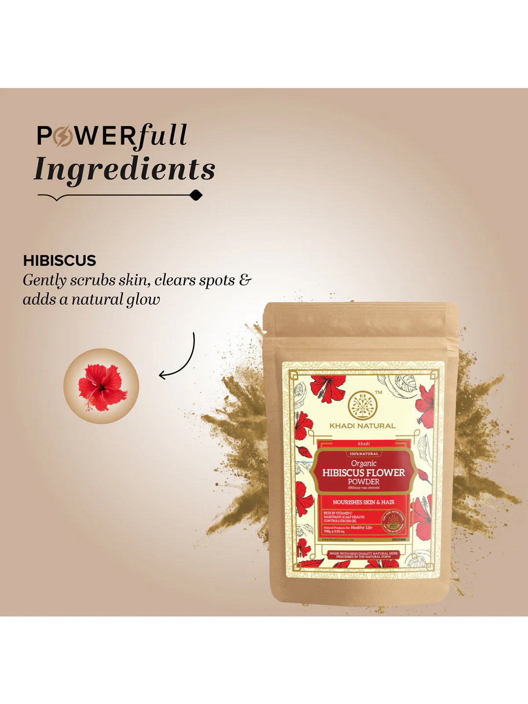 Khadi Natural Organic Hibiscus Flower Powder (100g)