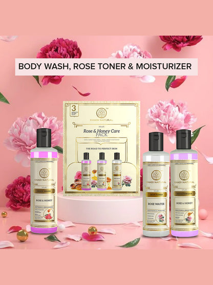 Khadi Natural Rose & Honey Care Pack (630ml)