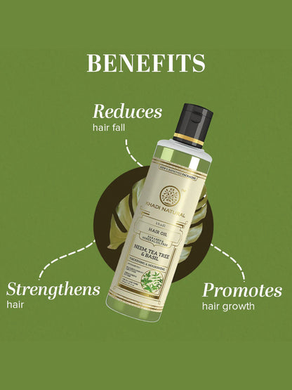 Khadi Natural Neem, Tea Tree & Basil Hair Oil (210ml)