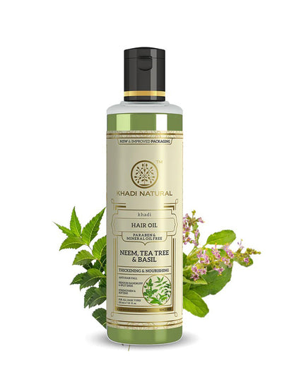 Khadi Natural Neem, Tea Tree & Basil Hair Oil (210ml)