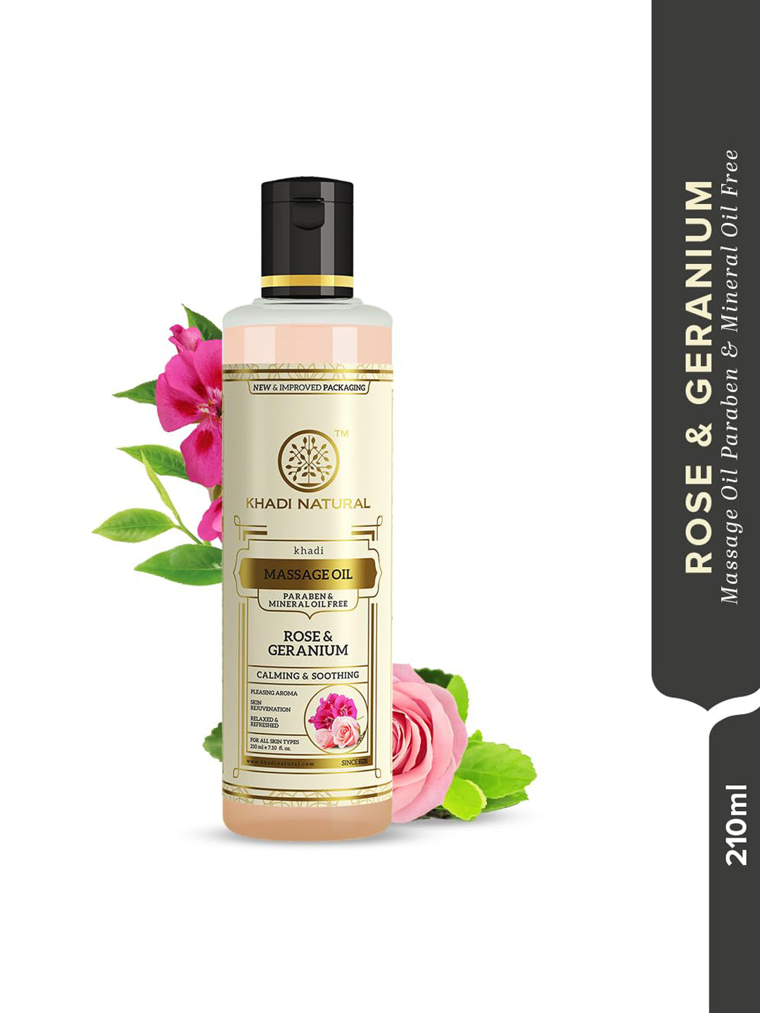 Khadi Natural Rose & Geranium Massage Oil (210ml)