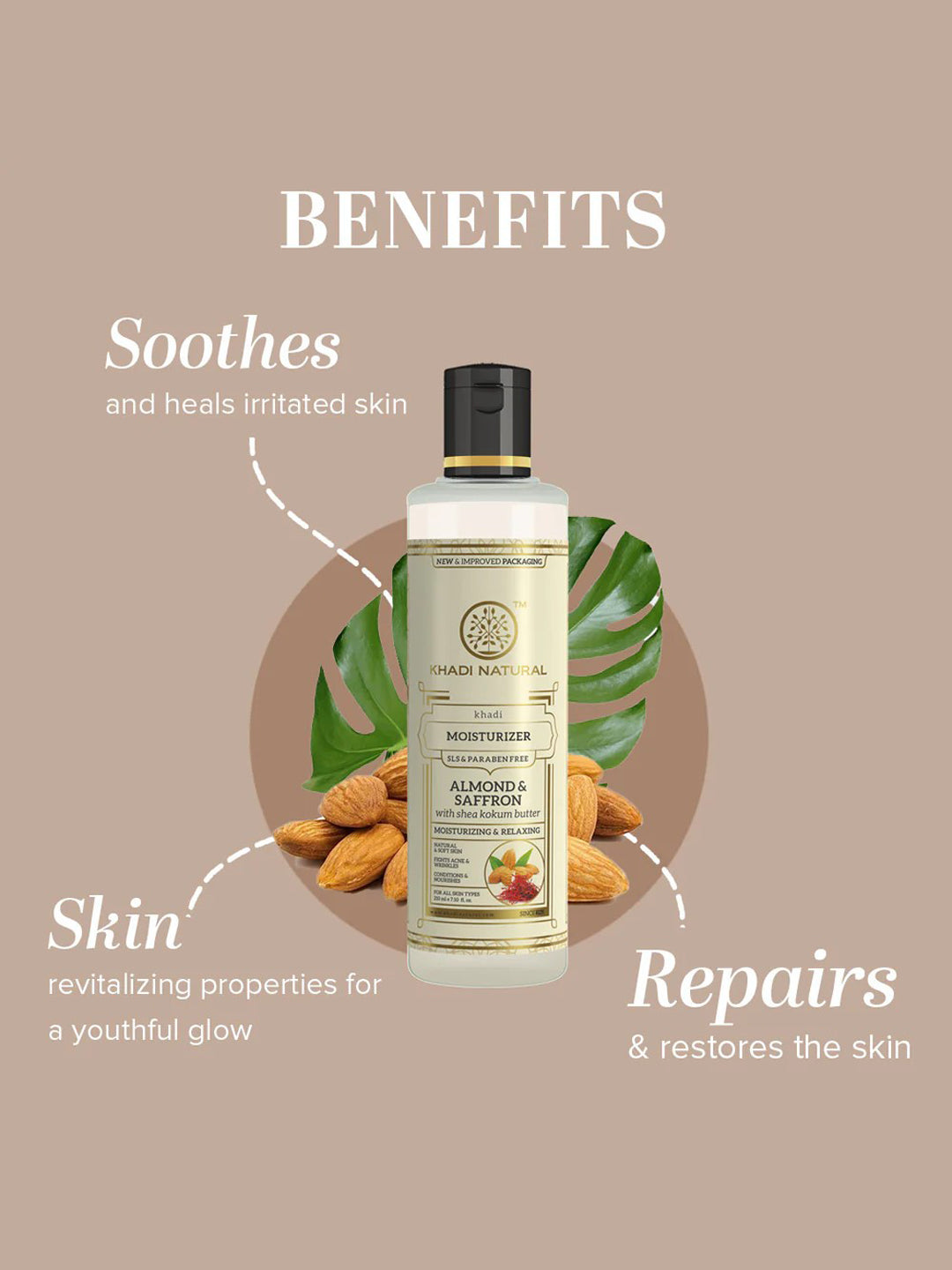 Khadi Natural Almond & Saffron Moisturizer (210ml)