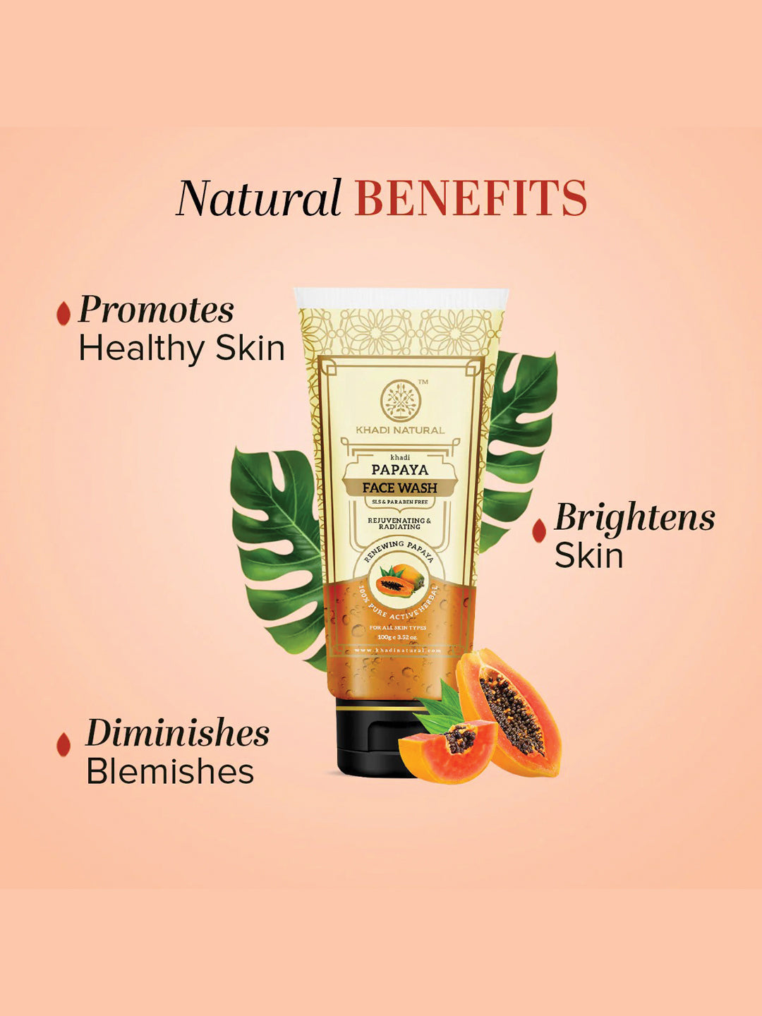 Khadi Natural Papaya Face Wash Tube (100gm)