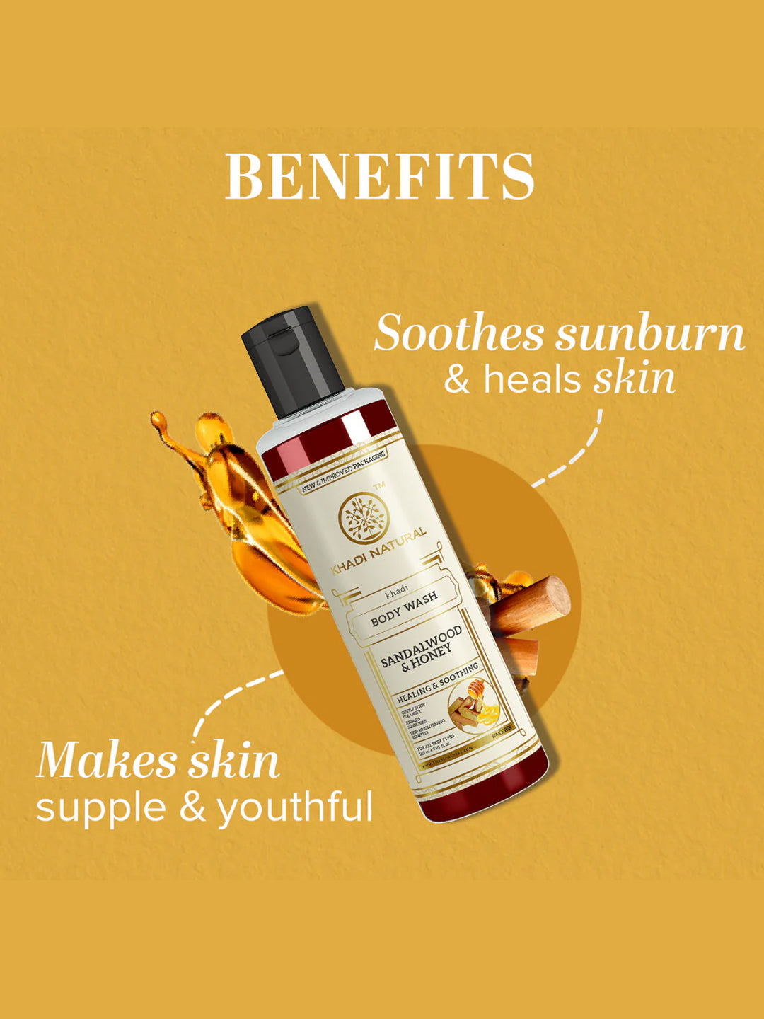 Khadi Natural Sandalwood & Honey Body Wash (210ml)