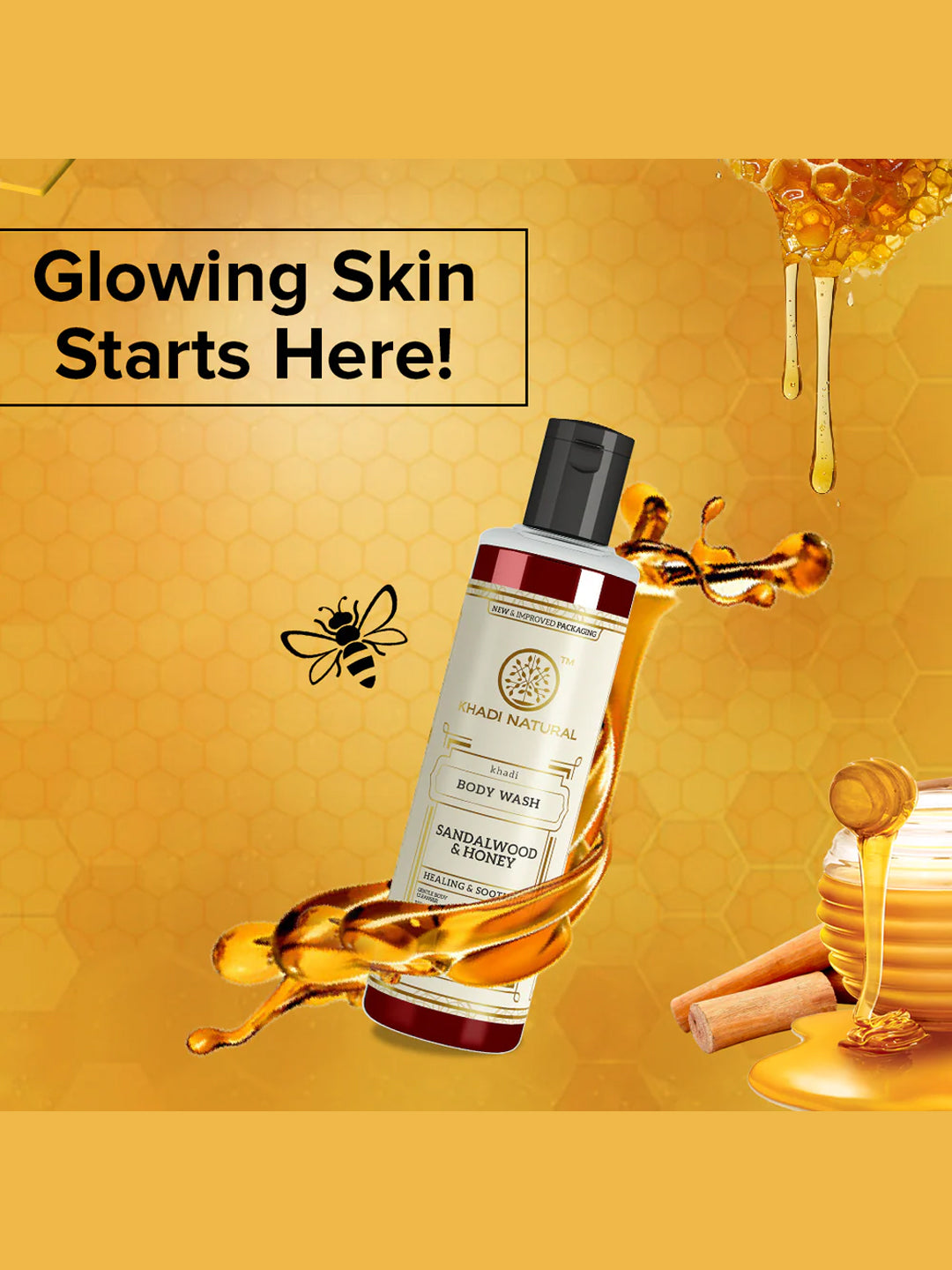 Khadi Natural Sandalwood & Honey Body Wash (210ml)