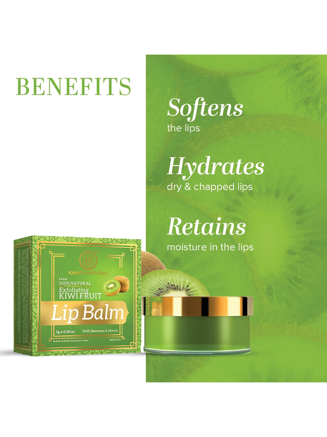 Khadi Natural Kiwi Fruit Lip Balm (5g)