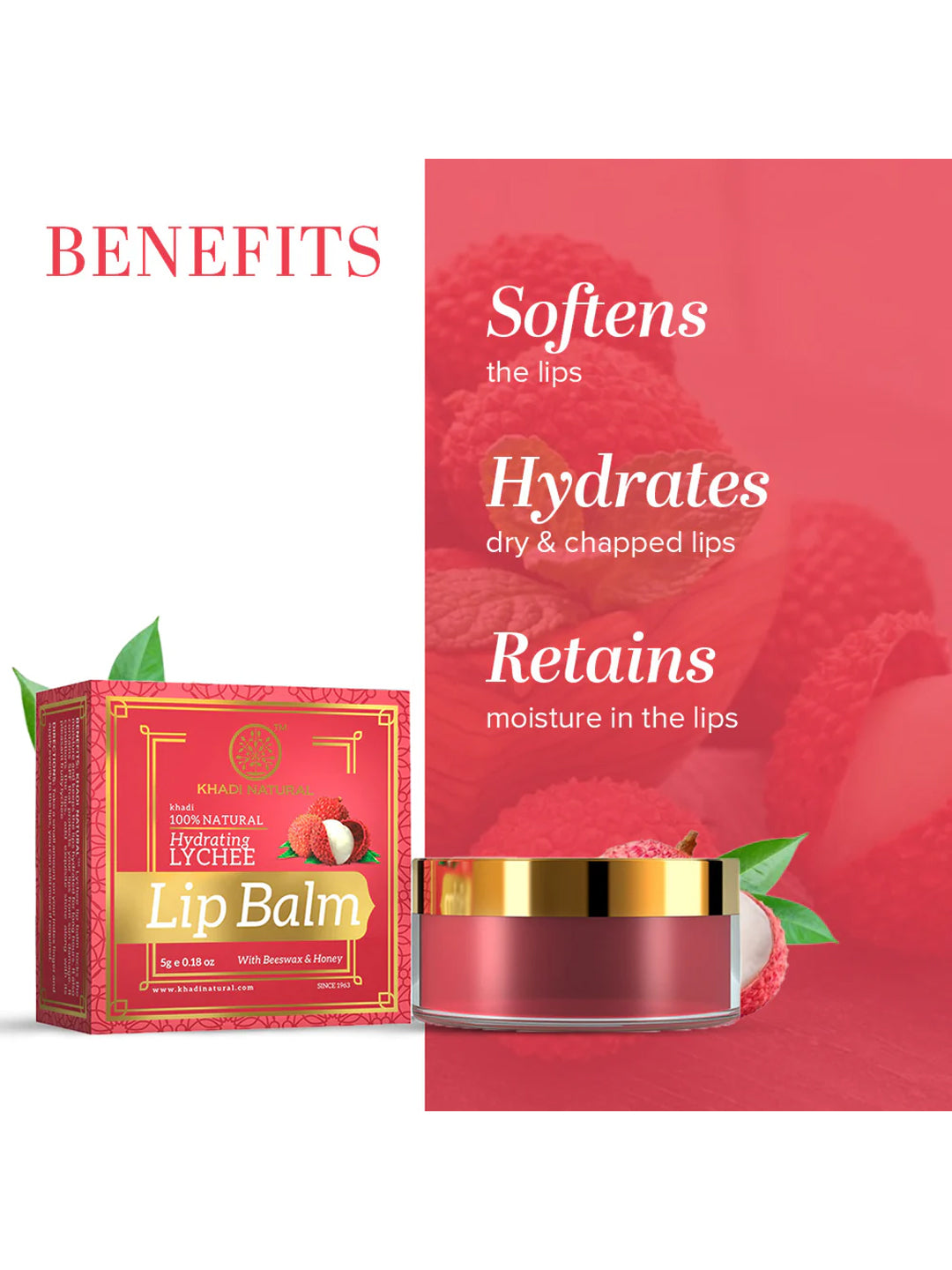 Khadi Natural Lychee Lip Balm (5g)