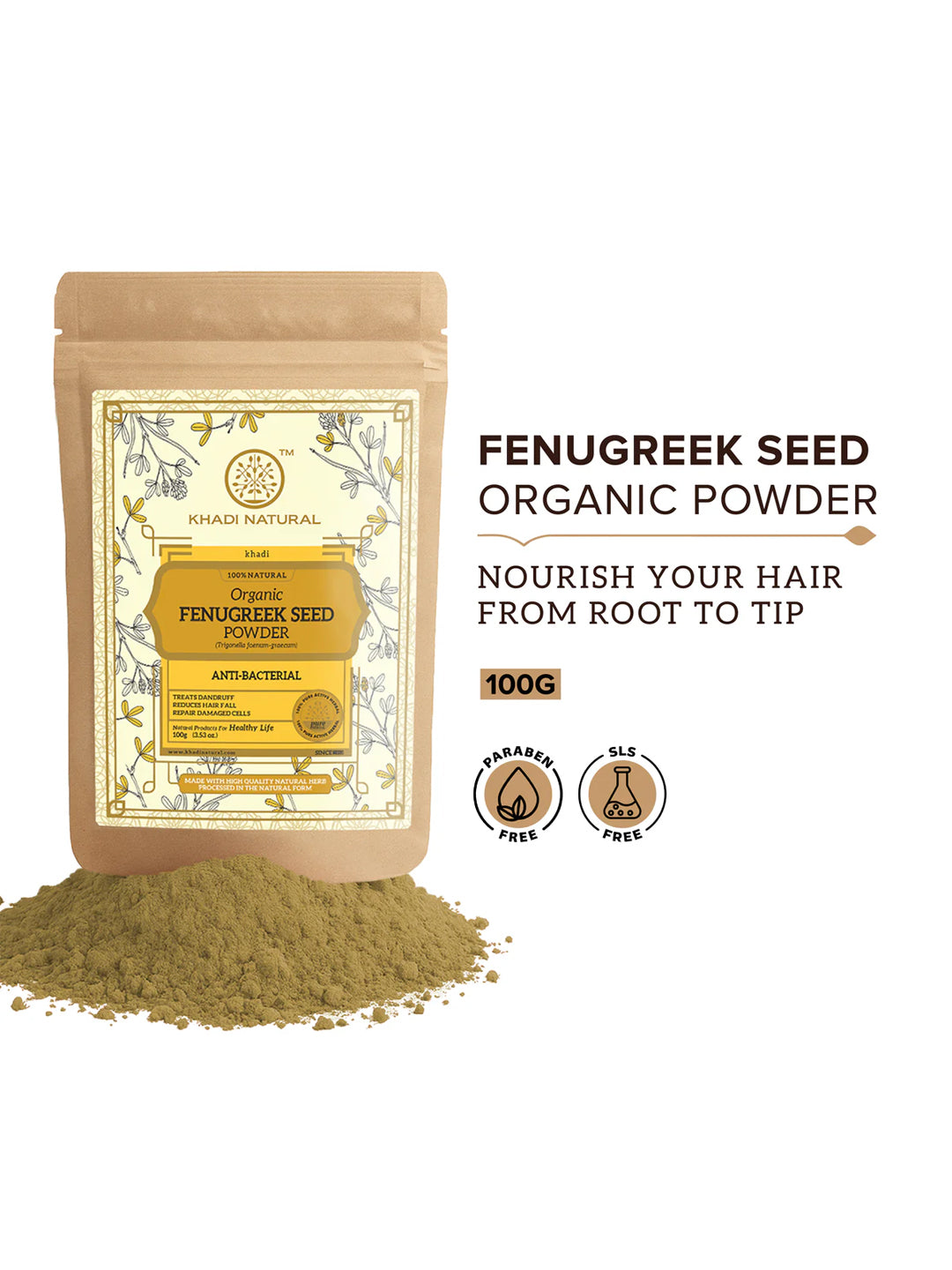 Khadi Natural Organic Fenugreek Seed Powder (100g)