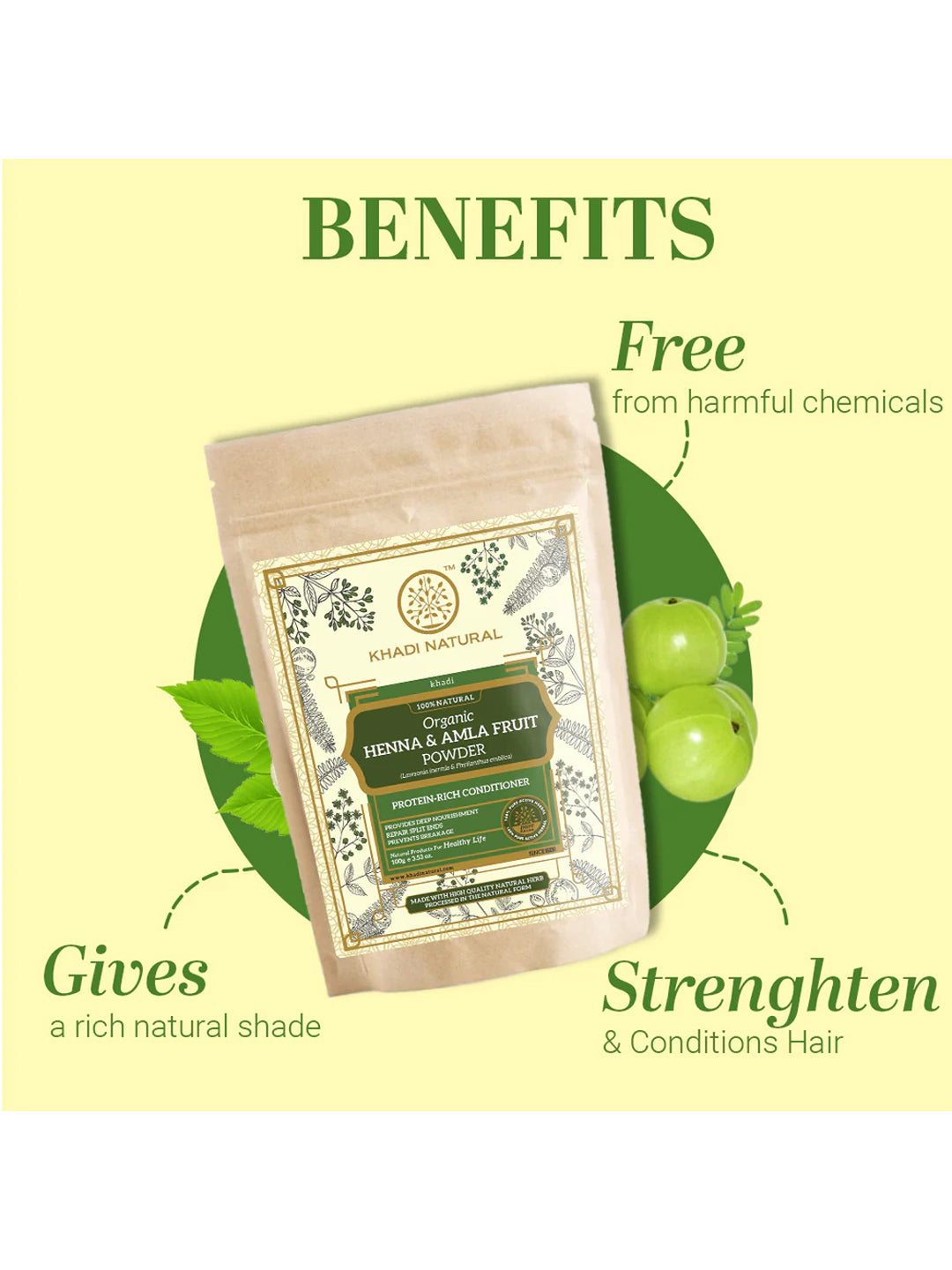 Khadi Natural Organic Henna & Amla Fruit Powder (100g)