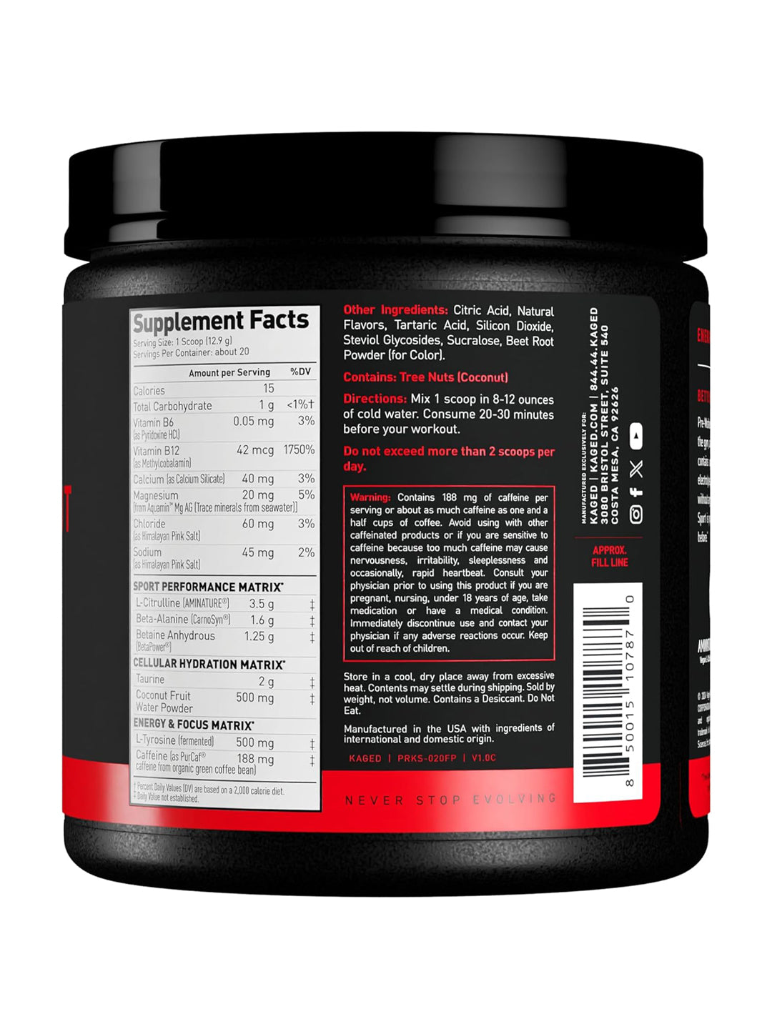 Kaged Pre-Workout Sport Fruit Punch Powder 258 g