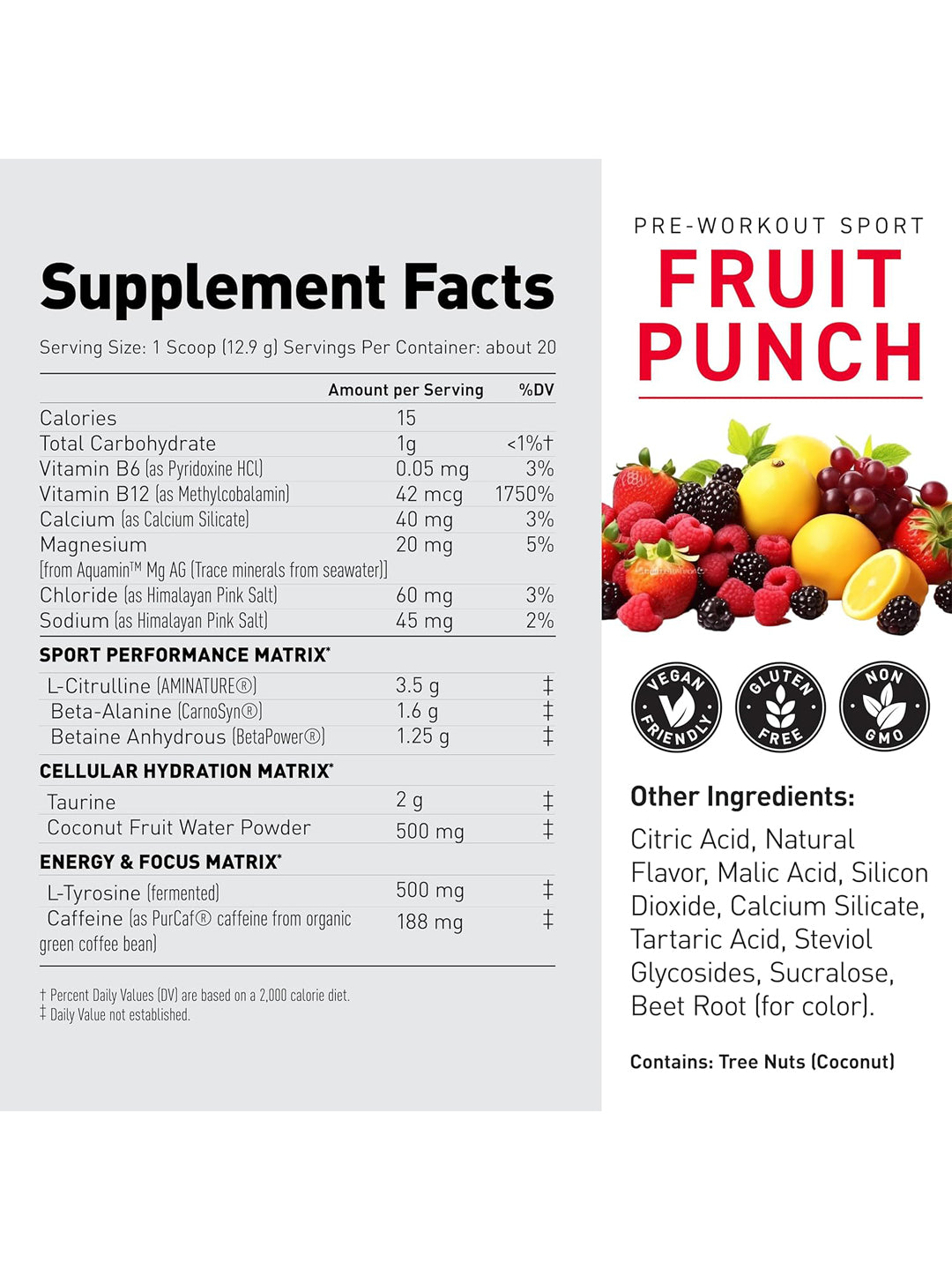 Kaged Pre-Workout Sport Fruit Punch Powder 258 g