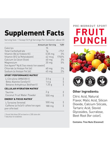 Kaged Pre-Workout Sport Fruit Punch Powder 258 g