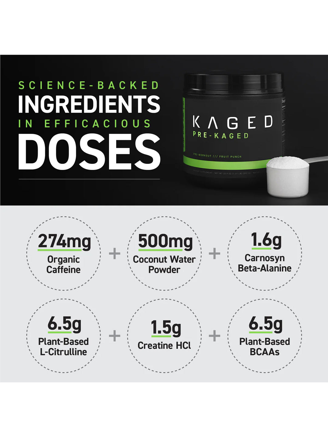 Kaged Pre-Workout Fruit Punch Powder 568 g