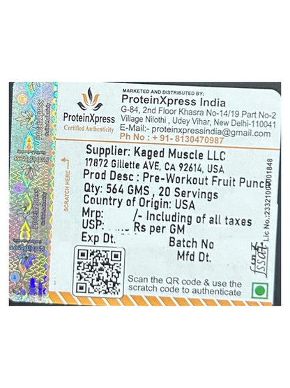 Kaged Pre-Workout Fruit Punch Powder 568 g