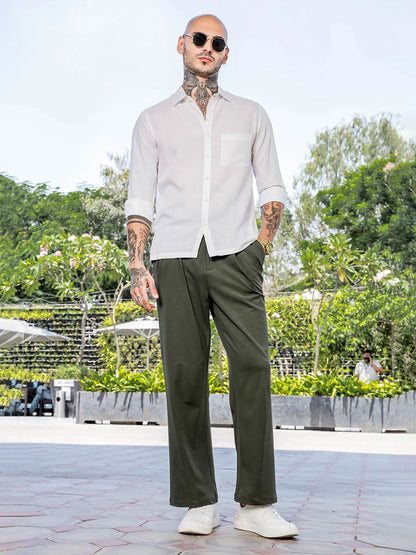 House Of Koala Olive Baggy fit Street Savvy Double Pleated Korean Trousers