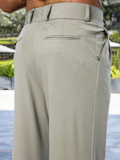 House Of Koala Grey Baggy fit Street Savvy Double Pleated Korean Trousers