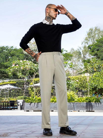 House Of Koala Grey Baggy fit Street Savvy Double Pleated Korean Trousers