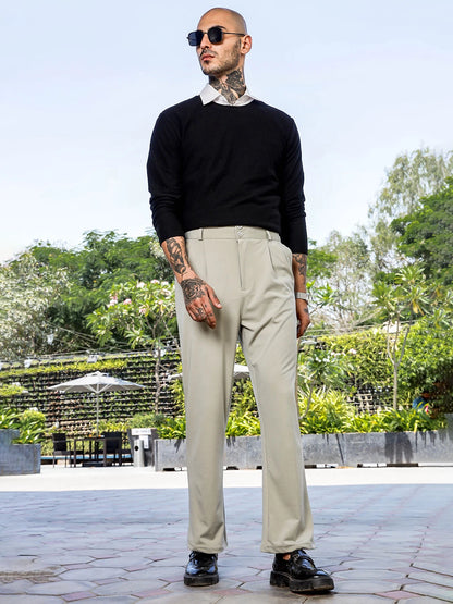 House Of Koala Grey Baggy fit Street Savvy Double Pleated Korean Trousers