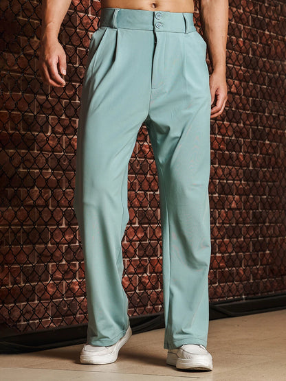 House Of Koala Sage Green Baggy fit Street Savvy Double Pleated Korean Trousers