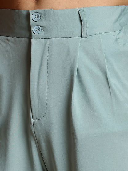 House Of Koala Sage Green Baggy fit Street Savvy Double Pleated Korean Trousers