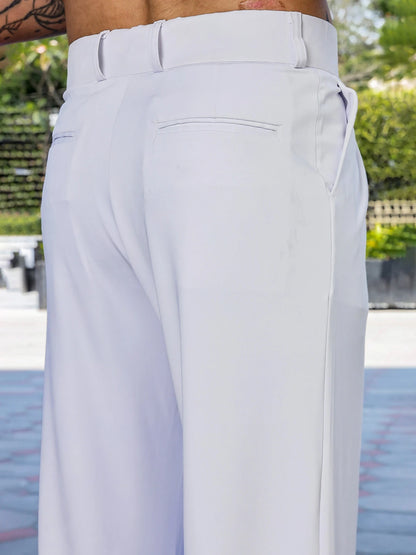 House Of Koala White Baggy fit Street Savvy Double Pleated Korean Trousers