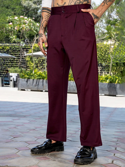 House Of Koala Wine Baggy fit Street Savvy Double Pleated Korean Trousers