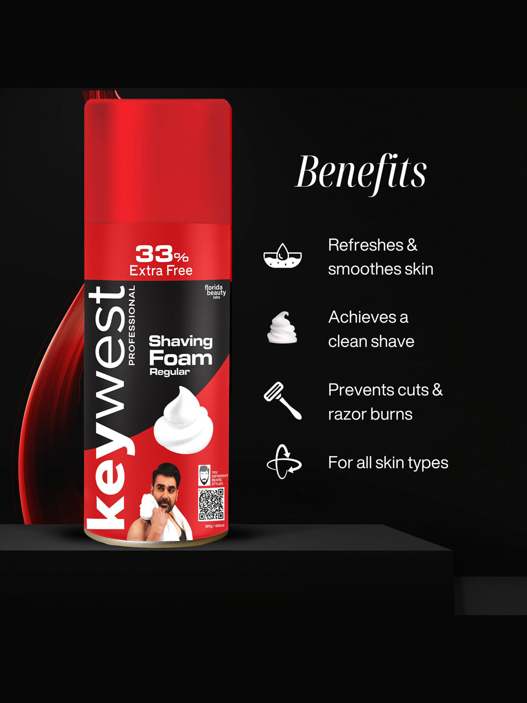 Keywest Regular Pre Shaving Foam for Men (385gm)