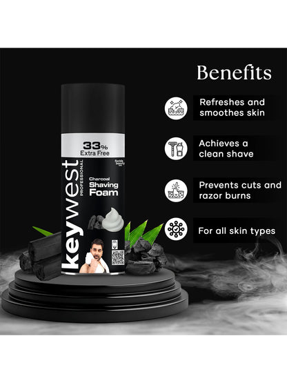 Keywest Charcoal Pre Shaving Foam for Men (385gm)