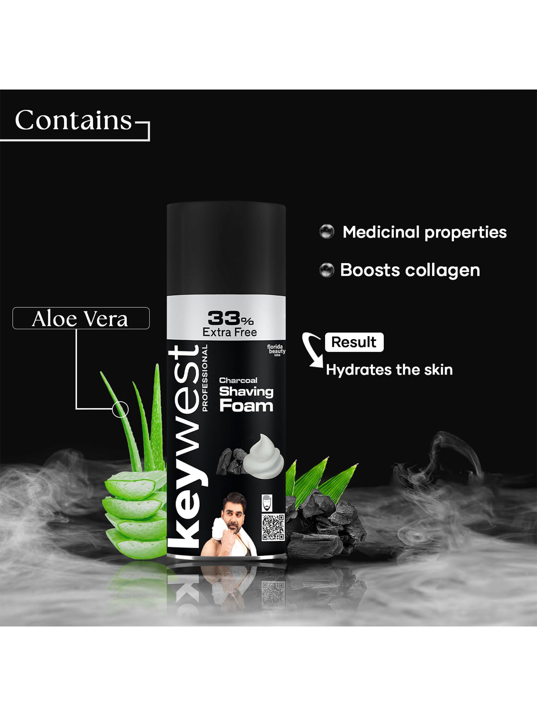 Keywest Charcoal Pre Shaving Foam for Men (385gm)