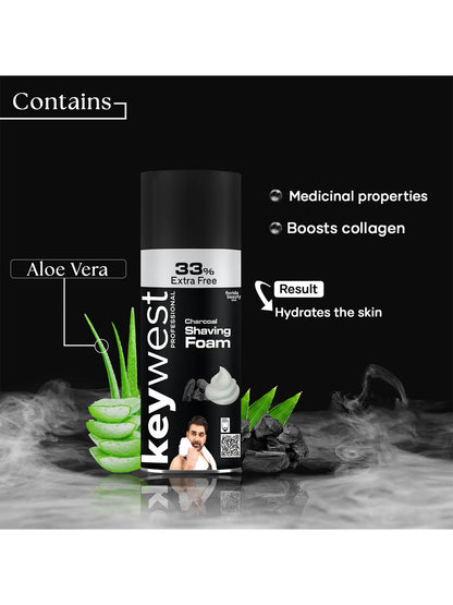Keywest Charcoal Pre Shaving Foam for Men (385gm)