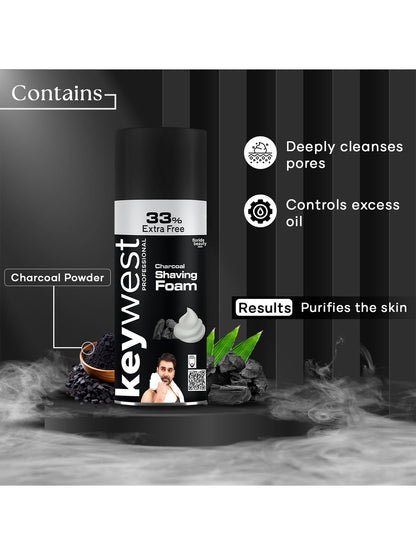 Keywest Charcoal Pre Shaving Foam for Men (385gm)