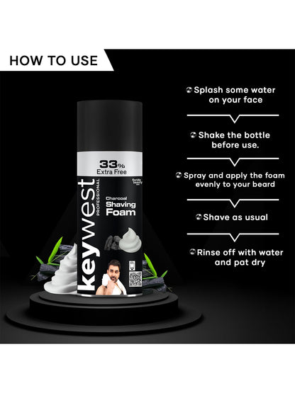 Keywest Charcoal Pre Shaving Foam for Men (385gm)