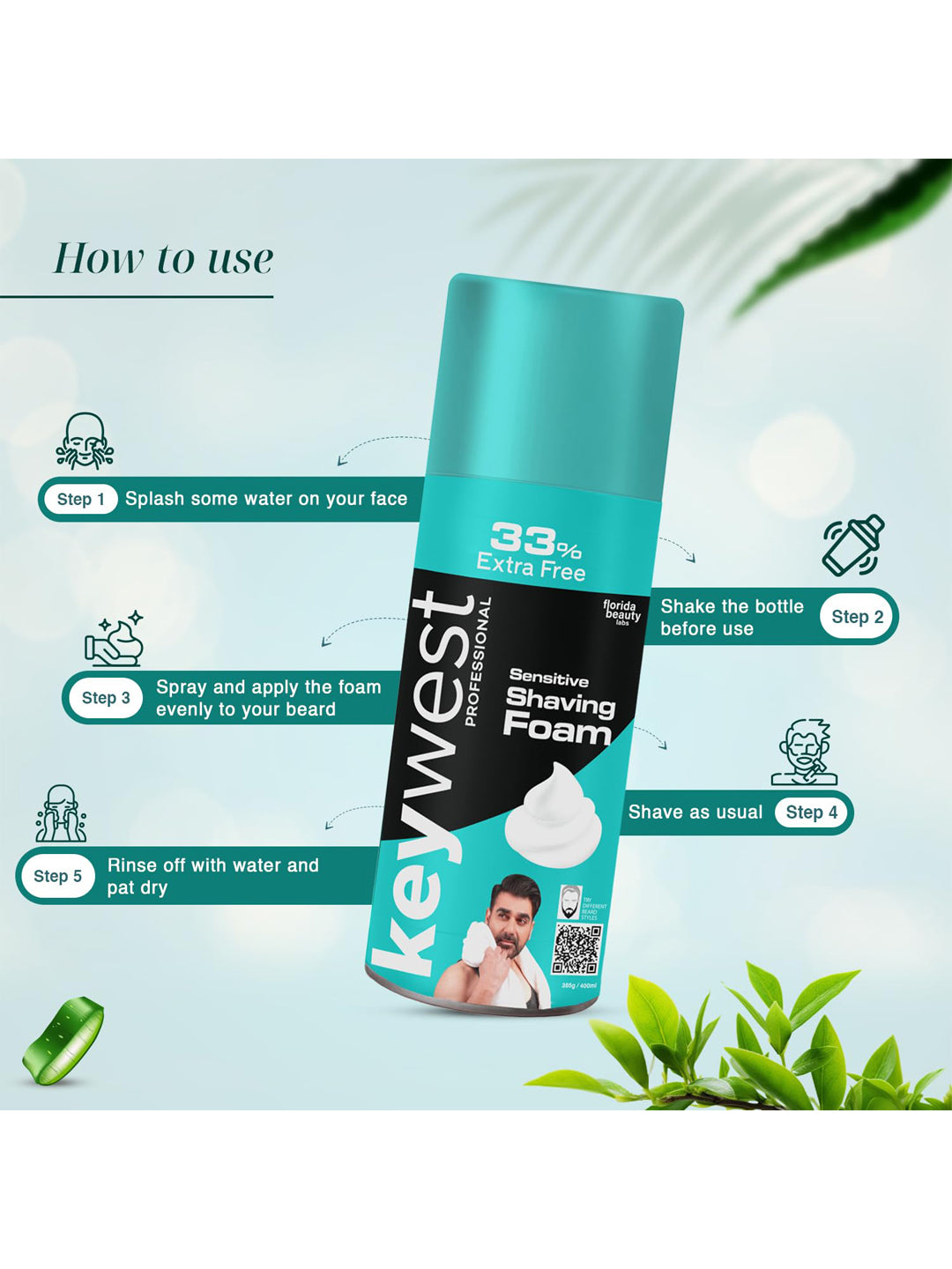 Keywest Sensitive Pre Shaving Foam for Men (385gm)