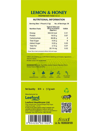 Leeford Green Tea Lemon (30 bags)