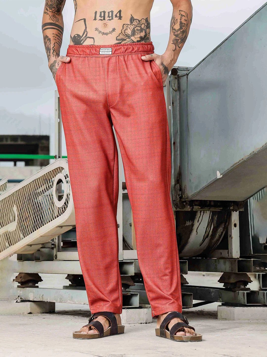 House Of Koala Brown Textured Pattern Fabric All Day Pants