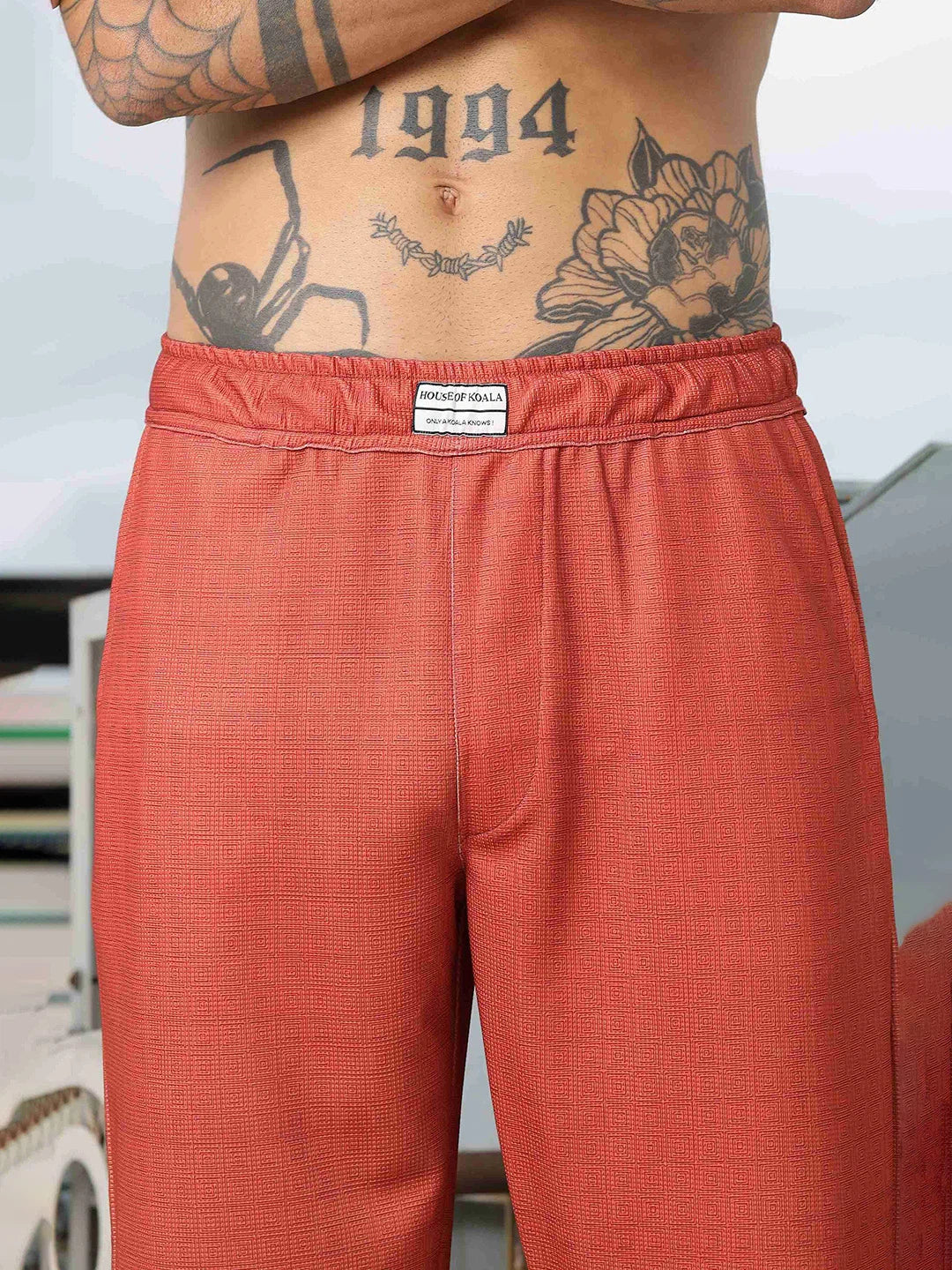 House Of Koala Brown Textured Pattern Fabric All Day Pants