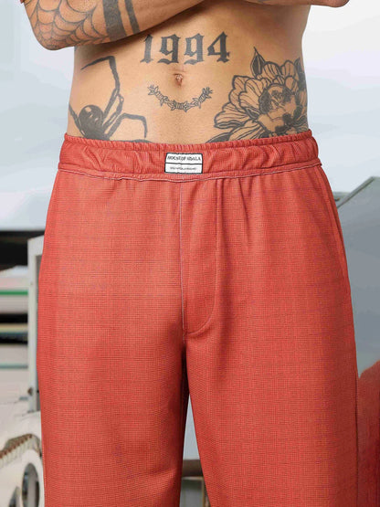 House Of Koala Brown Textured Pattern Fabric All Day Pants