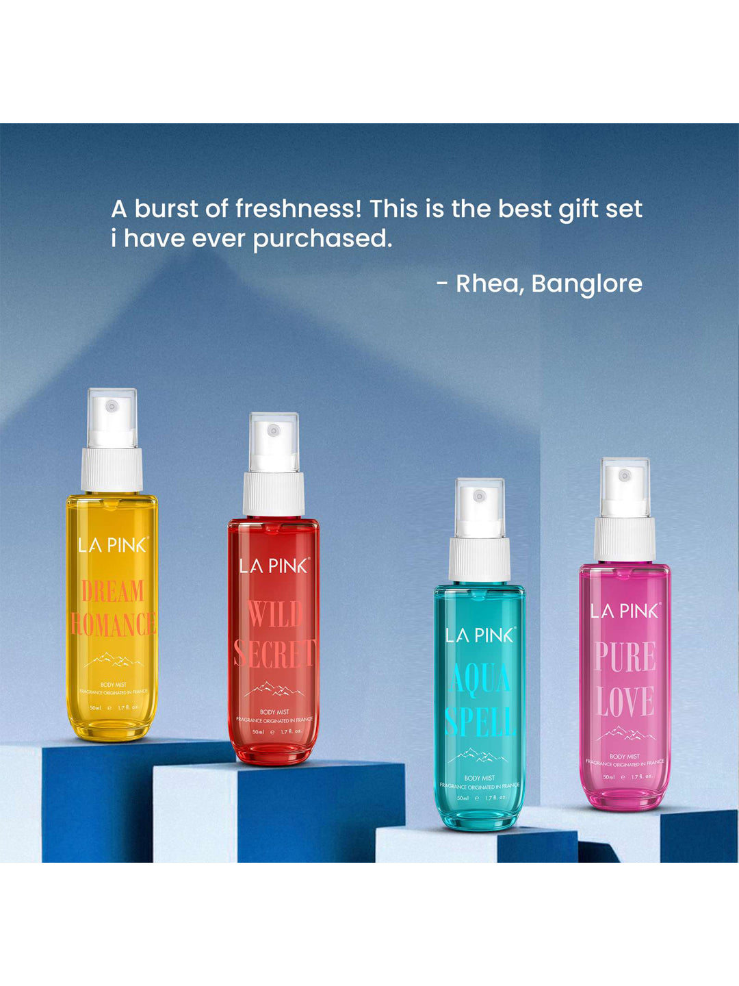 LA PINK Body Mist Gift Set Aqua Spell, Pure Love, Dream Romance & Wild Secret (4x50ml)