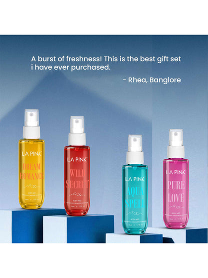 LA PINK Body Mist Gift Set Aqua Spell, Pure Love, Dream Romance & Wild Secret (4x50ml)
