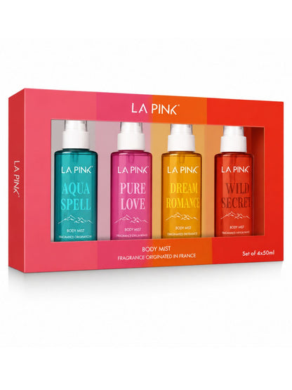 LA PINK Body Mist Gift Set Aqua Spell, Pure Love, Dream Romance & Wild Secret (4x50ml)