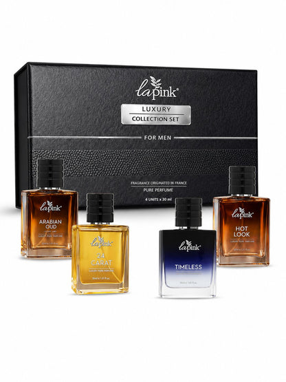 LA PINK Luxury Collection Gift Set for Men Hot Look, 24 Carat, Timeless, Arabian Oud (30ml x 4)