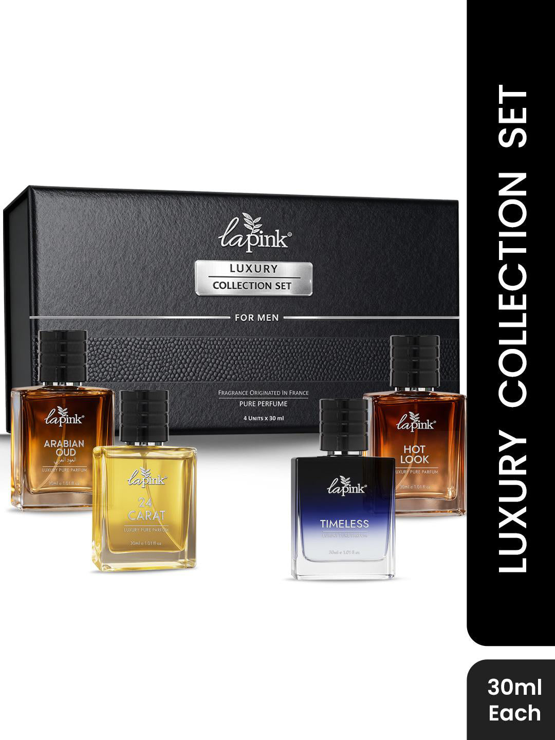 LA PINK Luxury Collection Gift Set for Men Hot Look, 24 Carat, Timeless, Arabian Oud (30ml x 4)